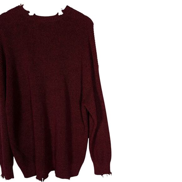 Pistola Womens Distressed Sweater XL Cherry Red Knit Oversized Edgy Streetwear - Picture 8 of 15